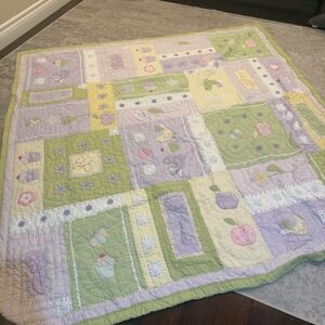 Pottery Barn‎ Kids Summer Birds Flowers Reversible Full/Queen Quilt Set Shams